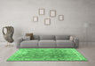 Machine Washable Abstract Emerald Green Contemporary Area Rugs in a Living Room,, wshcon1940emgrn