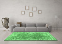 Machine Washable Abstract Emerald Green Contemporary Rug, wshcon1940emgrn