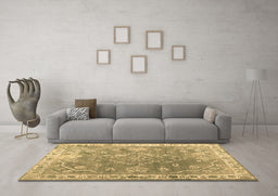 Machine Washable Abstract Brown Contemporary Rug in a Living Room,, wshcon1940brn