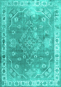 Abstract Turquoise Contemporary Rug, con1940turq