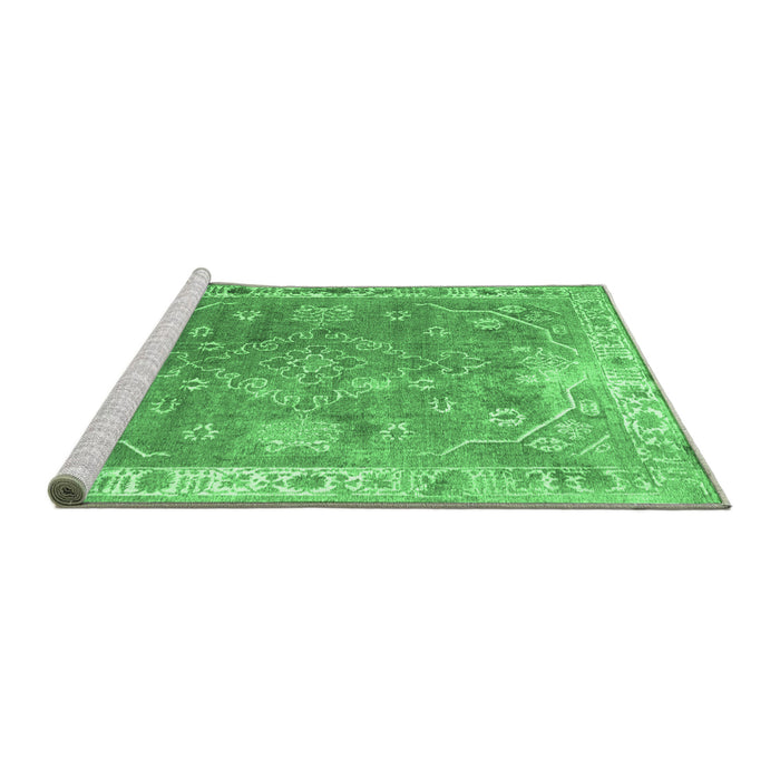 Sideview of Machine Washable Abstract Emerald Green Contemporary Area Rugs, wshcon1940emgrn