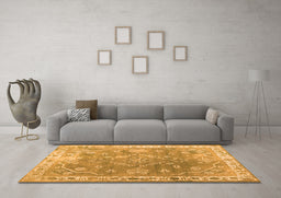 Machine Washable Abstract Orange Contemporary Area Rugs in a Living Room, wshcon1940org