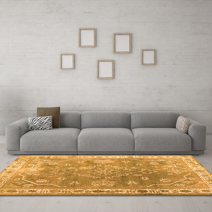 Machine Washable Abstract Orange Contemporary Area Rugs in a Living Room, wshcon1940org
