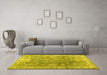 Machine Washable Abstract Yellow Contemporary Rug in a Living Room, wshcon1940yw