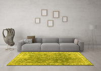 Machine Washable Abstract Yellow Contemporary Rug, wshcon1940yw