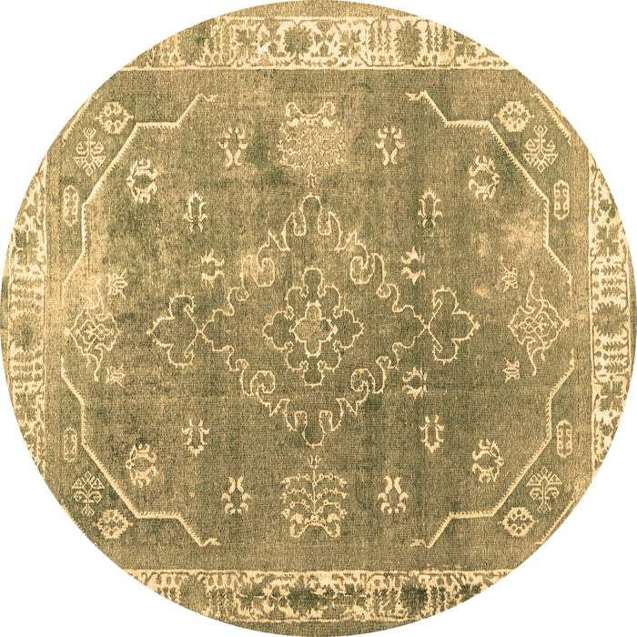 Round Abstract Brown Contemporary Rug, con1940brn