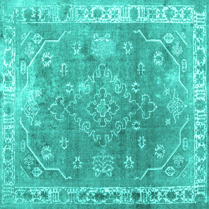 Square Machine Washable Abstract Turquoise Contemporary Area Rugs, wshcon1940turq