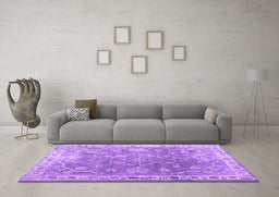 Machine Washable Abstract Purple Contemporary Area Rugs in a Living Room, wshcon1940pur