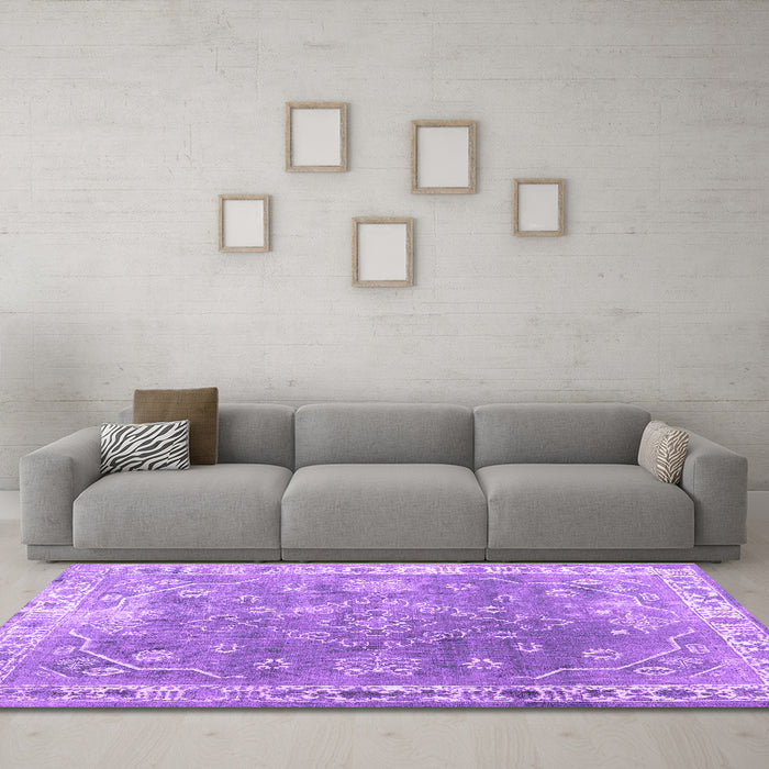 Machine Washable Abstract Purple Contemporary Area Rugs in a Living Room, wshcon1940pur