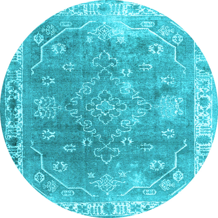 Round Abstract Light Blue Contemporary Rug, con1940lblu