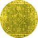 Round Abstract Yellow Contemporary Rug, con1940yw