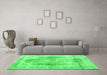 Machine Washable Abstract Green Contemporary Area Rugs in a Living Room,, wshcon1941grn