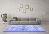 Machine Washable Abstract Blue Contemporary Rug, wshcon1941blu