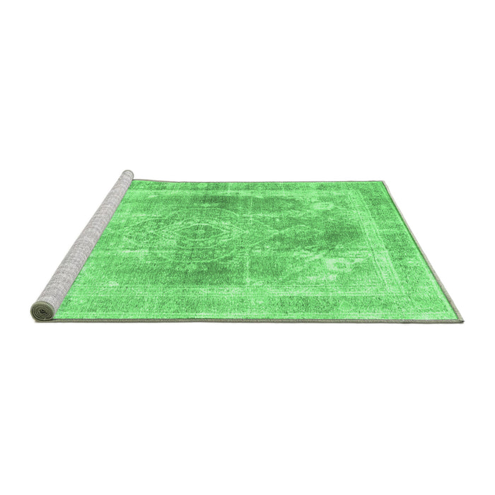 Sideview of Machine Washable Abstract Emerald Green Contemporary Area Rugs, wshcon1941emgrn