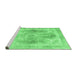 Sideview of Machine Washable Abstract Emerald Green Contemporary Area Rugs, wshcon1941emgrn