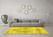 Machine Washable Abstract Yellow Contemporary Rug in a Living Room, wshcon1941yw