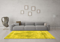 Machine Washable Abstract Yellow Contemporary Rug, wshcon1941yw