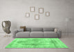 Machine Washable Abstract Emerald Green Contemporary Area Rugs in a Living Room,, wshcon1941emgrn