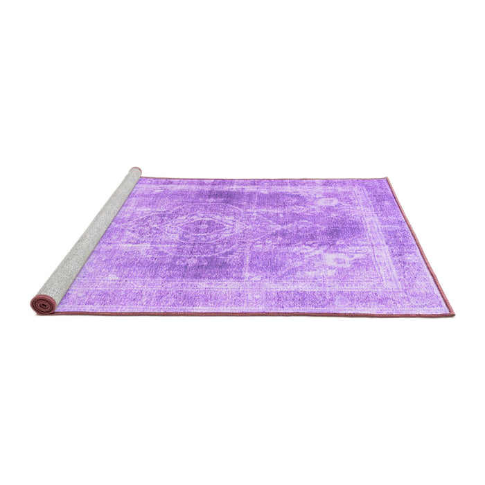 Sideview of Machine Washable Abstract Purple Contemporary Area Rugs, wshcon1941pur