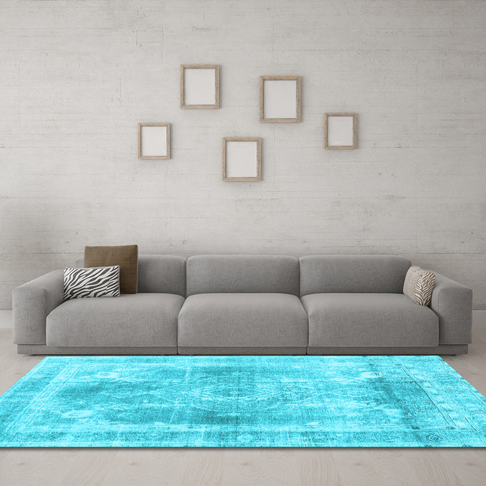 Machine Washable Abstract Light Blue Contemporary Rug in a Living Room, wshcon1941lblu
