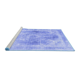 Sideview of Machine Washable Abstract Blue Contemporary Rug, wshcon1941blu
