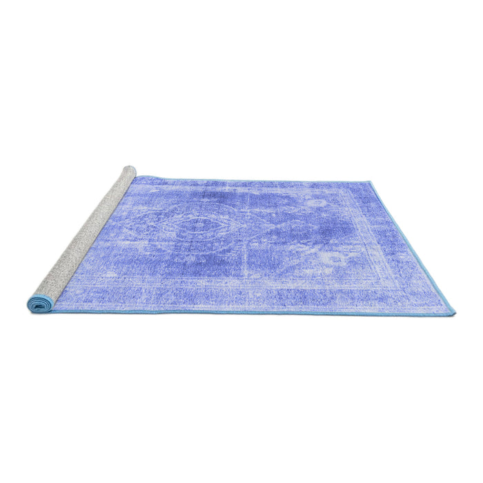 Sideview of Machine Washable Abstract Blue Contemporary Rug, wshcon1941blu