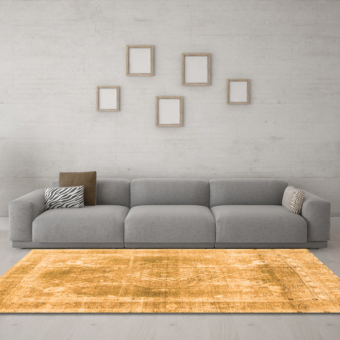 Machine Washable Abstract Orange Contemporary Area Rugs in a Living Room, wshcon1941org