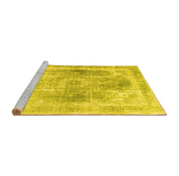 Sideview of Machine Washable Abstract Yellow Contemporary Rug, wshcon1941yw