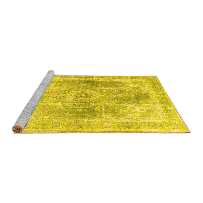 Sideview of Machine Washable Abstract Yellow Contemporary Rug, wshcon1941yw