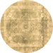 Round Abstract Brown Contemporary Rug, con1941brn