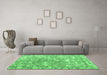 Machine Washable Abstract Emerald Green Contemporary Area Rugs in a Living Room,, wshcon1942emgrn