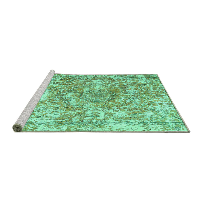 Sideview of Machine Washable Abstract Turquoise Contemporary Area Rugs, wshcon1942turq
