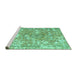 Sideview of Machine Washable Abstract Turquoise Contemporary Area Rugs, wshcon1942turq