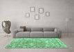 Machine Washable Abstract Turquoise Contemporary Area Rugs in a Living Room,, wshcon1942turq