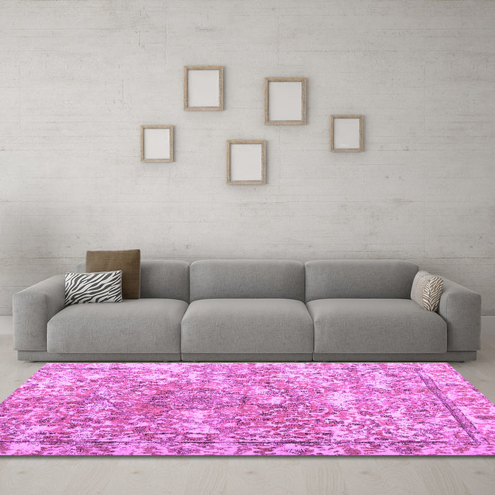 Machine Washable Abstract Purple Contemporary Area Rugs in a Living Room, wshcon1942pur
