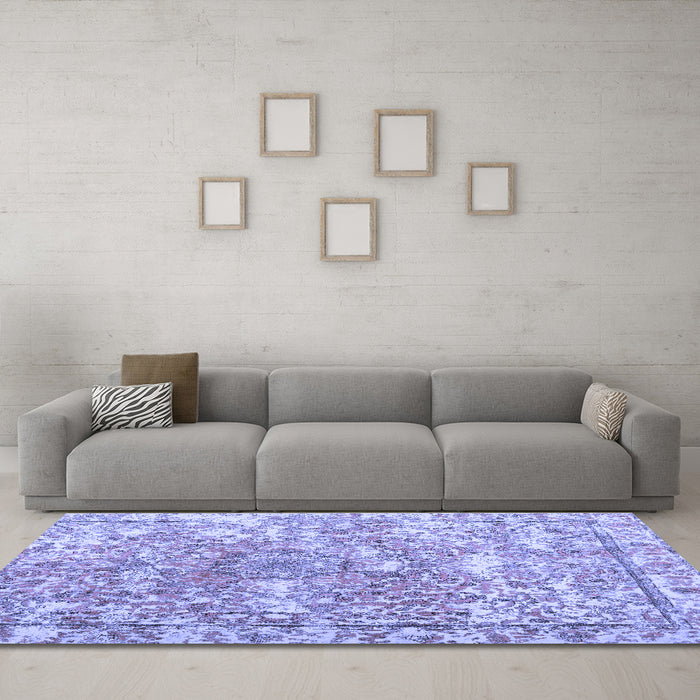 Machine Washable Abstract Blue Contemporary Rug in a Living Room, wshcon1942blu