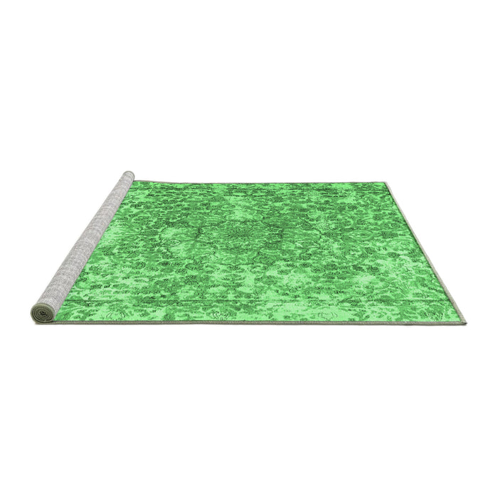 Sideview of Machine Washable Abstract Emerald Green Contemporary Area Rugs, wshcon1942emgrn