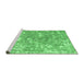 Sideview of Machine Washable Abstract Emerald Green Contemporary Area Rugs, wshcon1942emgrn