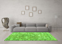 Machine Washable Abstract Green Contemporary Rug, wshcon1942grn