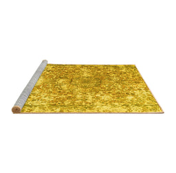 Sideview of Machine Washable Abstract Yellow Contemporary Rug, wshcon1942yw