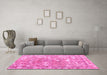 Machine Washable Abstract Pink Contemporary Rug in a Living Room, wshcon1942pnk