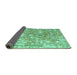 Sideview of Abstract Turquoise Contemporary Rug, con1942turq