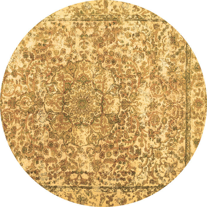 Round Abstract Brown Contemporary Rug, con1942brn