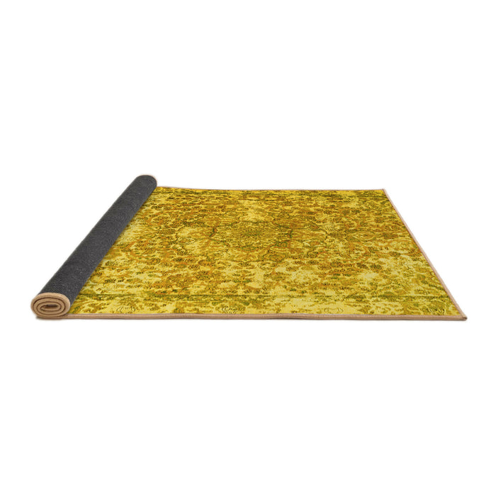 Sideview of Abstract Yellow Contemporary Rug, con1942yw