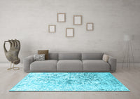 Machine Washable Abstract Light Blue Contemporary Rug, wshcon1943lblu