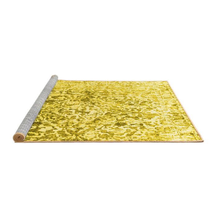 Sideview of Machine Washable Abstract Yellow Contemporary Rug, wshcon1943yw