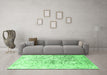 Machine Washable Abstract Emerald Green Contemporary Area Rugs in a Living Room,, wshcon1943emgrn