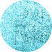 Round Abstract Light Blue Contemporary Rug, con1943lblu