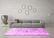 Machine Washable Abstract Pink Contemporary Rug in a Living Room, wshcon1943pnk