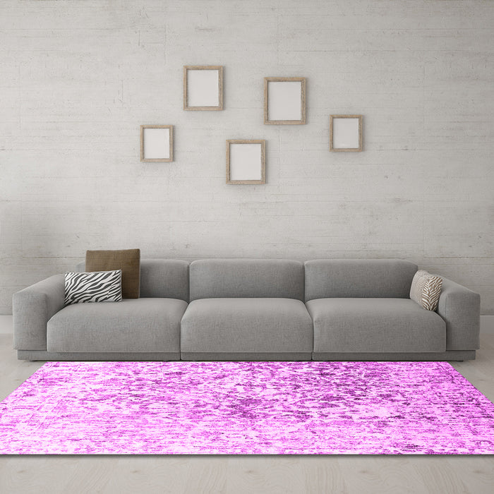 Machine Washable Abstract Pink Contemporary Rug in a Living Room, wshcon1943pnk